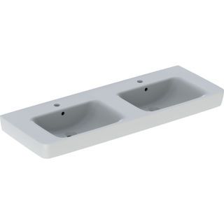 GE Renova Plan Doppelwaschtisch 130x48cm m. Hl., m. Ül., weiß