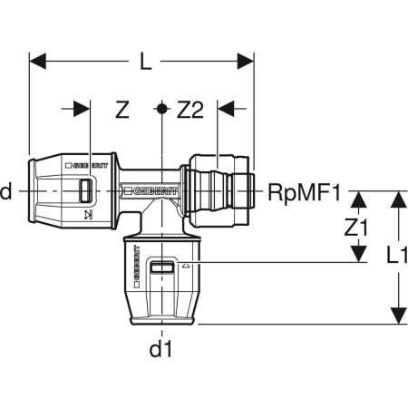 GE PushFit Übergangs-T-Stück mit MasterFix