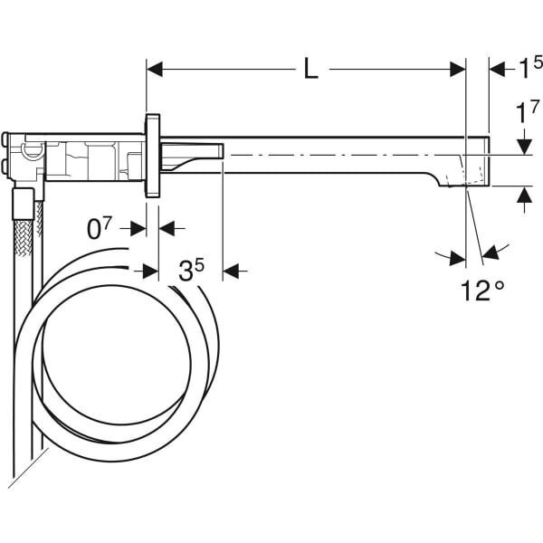 GE ONE WT-Arm. eck. Des. W.-Mont. 2Gr. für UP-Funktionsbox, L:22cm, swm/Etc.