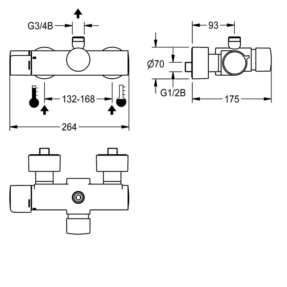 AR F5 Wandbatterie, hydr., Thermostat, Dusche