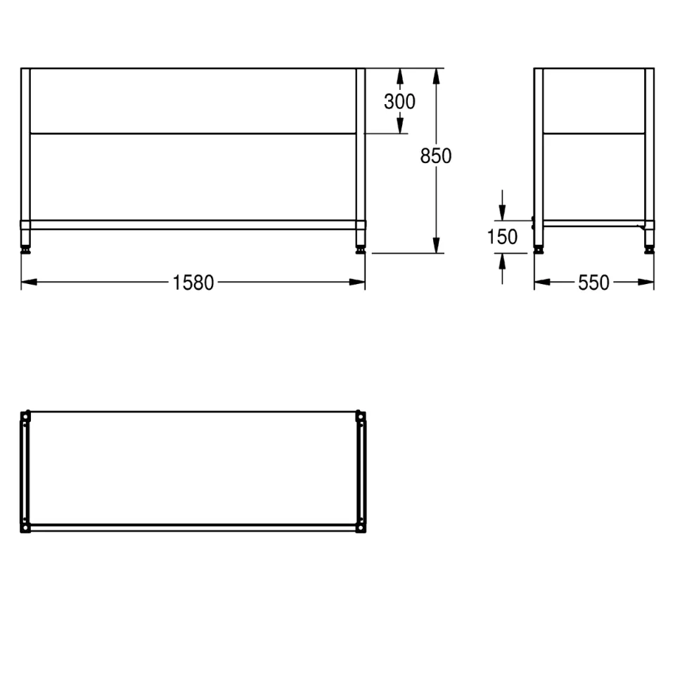 AR Untergestell, MAXIMA, Edelstahl, 1580x850x550 mm