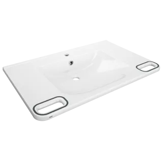 AR Einzelwaschtisch, MEDCARE, MIRANIT, 850x150x550 mm, weiß/grau, Hl., Ül., Gr.