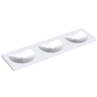 AR Reihenwaschtisch, RONDA, MIRANIT, 2100x125x530 mm, 3 Mulden rund, Hahnloch