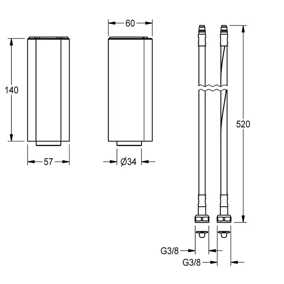 AR Sockel, F5, f. Elek.-Standarmaturen, Höhe 140 mm