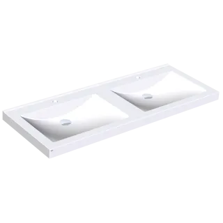 AR Doppelwaschtisch, QUADRO, MIRANIT, 1400x125x530 mm, Mulden re-eckig, Hl.
