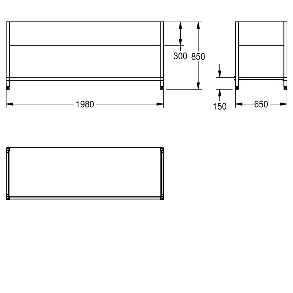 AR Untergestell, MAXIMA, Edelstahl, 1980x850x650 mm