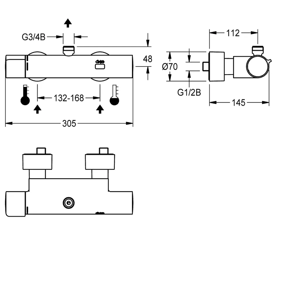 AR F5 Wandbatterie, elek., Thermostat, Dusche