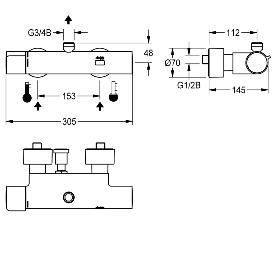AR F5 Wandbatterie, elek., Thermostat, Dusche
