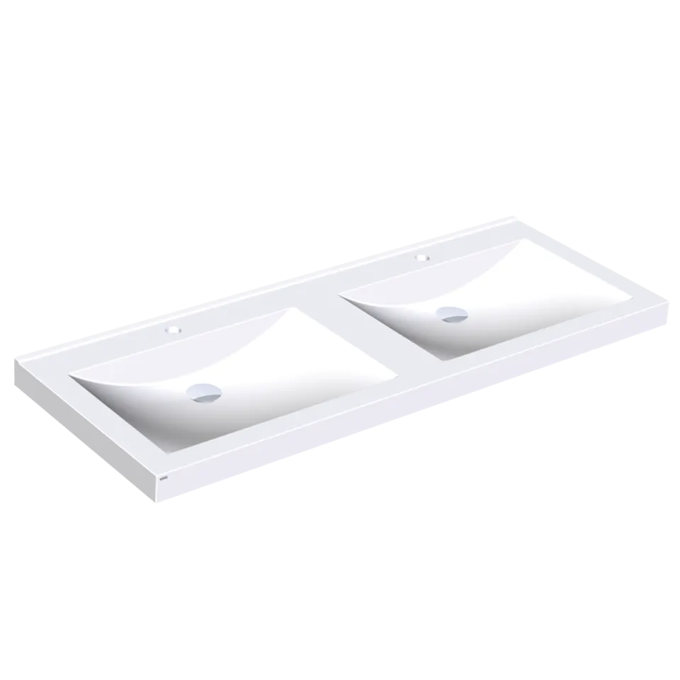 AR Doppelwaschtisch, QUADRO, MIRANIT, 1400x125x530 mm, Mulden re-eckig