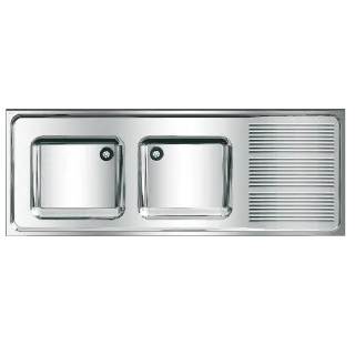 AR Gewerbespüle, MAXIMA, Edelstahl, 2 Becken, 1600x382x600 mm, Tropfteil re