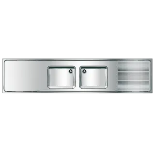 AR Gewerbespüle, MAXIMA, Edelstahl, 2 Becken, 2600x432x600 mm, Tropfteil re