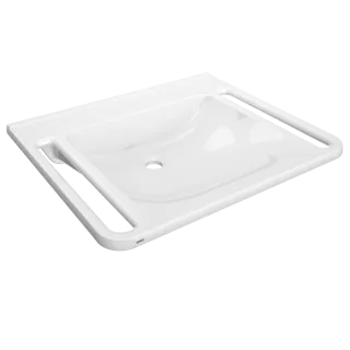 AR Einzelwaschtisch, MEDCARE, MIRANIT, 650x150x550 mm, weiß, Griff
