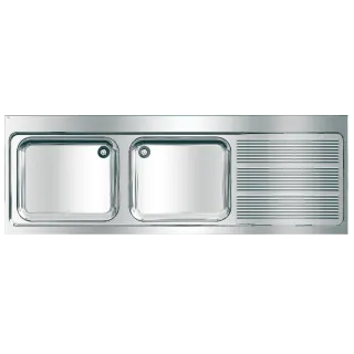 AR Gewerbespüle, MAXIMA, Edelstahl, 2 Becken, 2000x432x700 mm, Tropfteil re