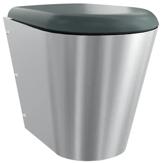 AR T-WC, CAMPUS, Edelstahl, wandhängend, 360x456x500 mm, S. bodenlang, Sitz grau