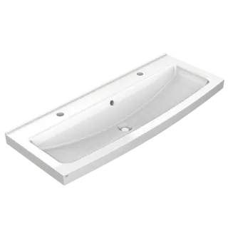 AR Waschrinne, SOLX, MIRANIT, alpinweiß, 1200x170x480 mm, 2 Hahnlöcher
