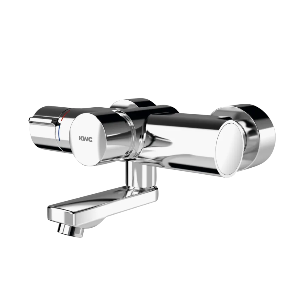 AR Wandbatterie, F5, hydr., Thermostat, Schwenkauslauf, 255 mm