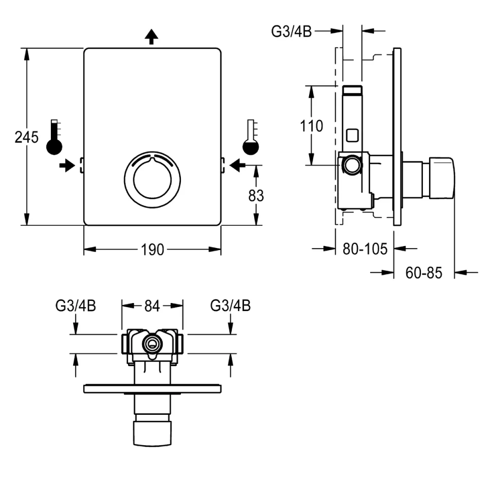 AR F5 Duscharmatur hydr., Mischer, UP Fertigbauset