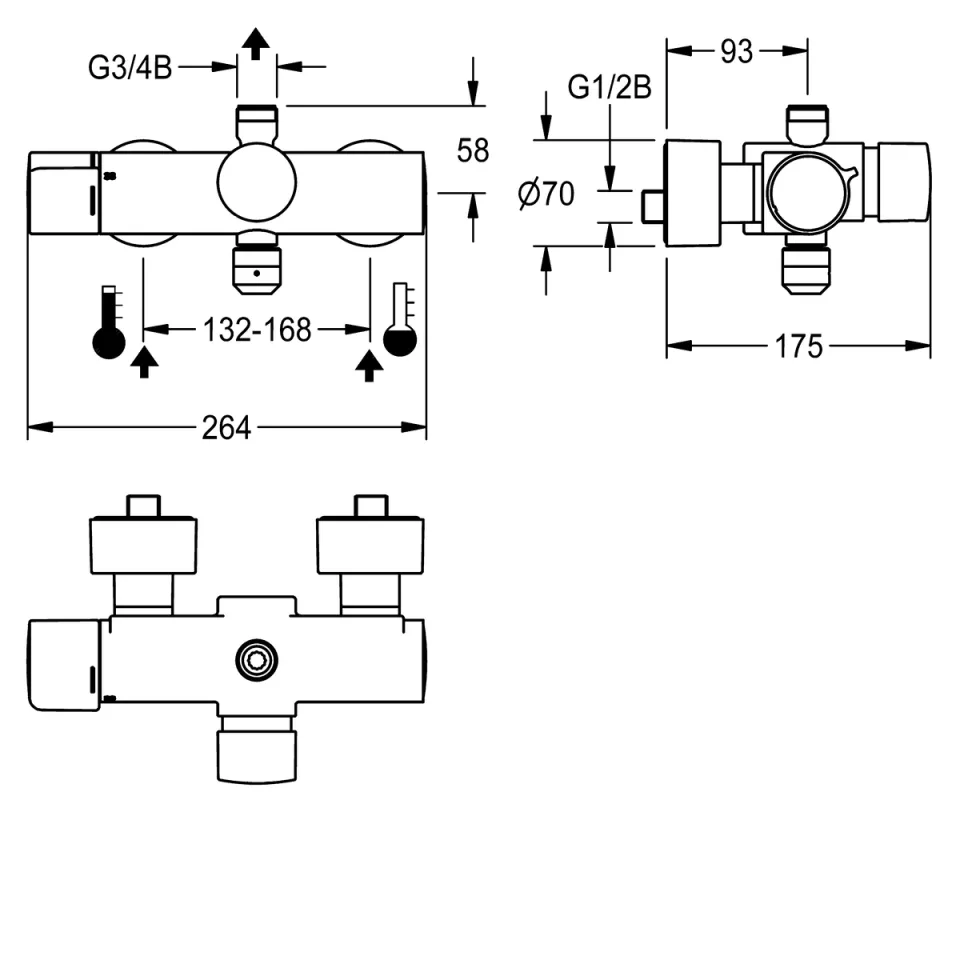 AR F5 Wandbatterie, hydr., Thermostat, Dusche