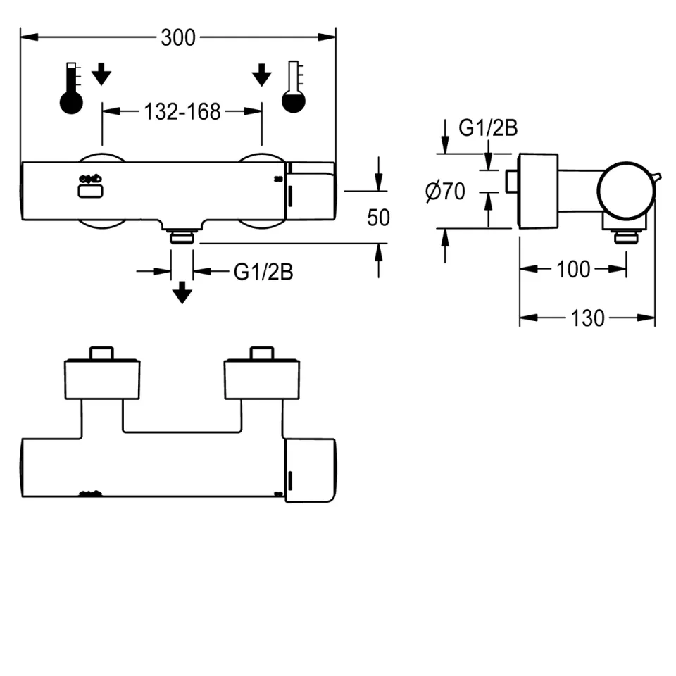 AR F5 Wandbatterie, elek., Thermostat, Dusche