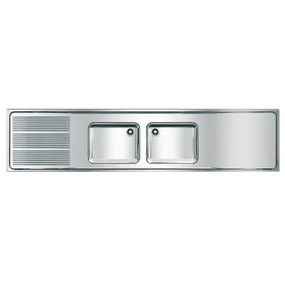 AR Gewerbespüle, MAXIMA, Edelstahl, 2 Becken, 2600x432x600 mm, Tropfteil li