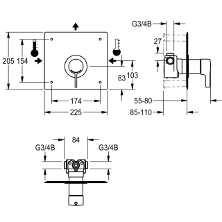 AR F5 Duscharmatur, Thermostat, EHM, UP zur Umrüstung