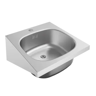 AR Einzelwaschtisch, ANIMA, Edelstahl, 400x200x412 mm, m. Überl., m. Hahnl.