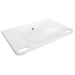 AR Einzelwaschtisch, MEDCARE, MIRANIT, 850x150x550 mm, weiß, Überlauf, Griff