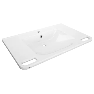 AR Einzelwaschtisch, MEDCARE, MIRANIT, 850x150x550 mm, weiß, Hl., Ül., Griff