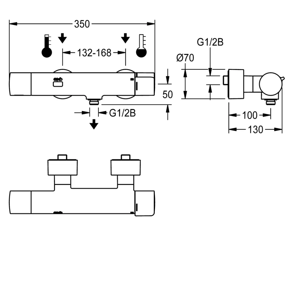 AR Wandbatterie, F5, elek., Thermostat, für Handbrause, C-Modul, Batterie