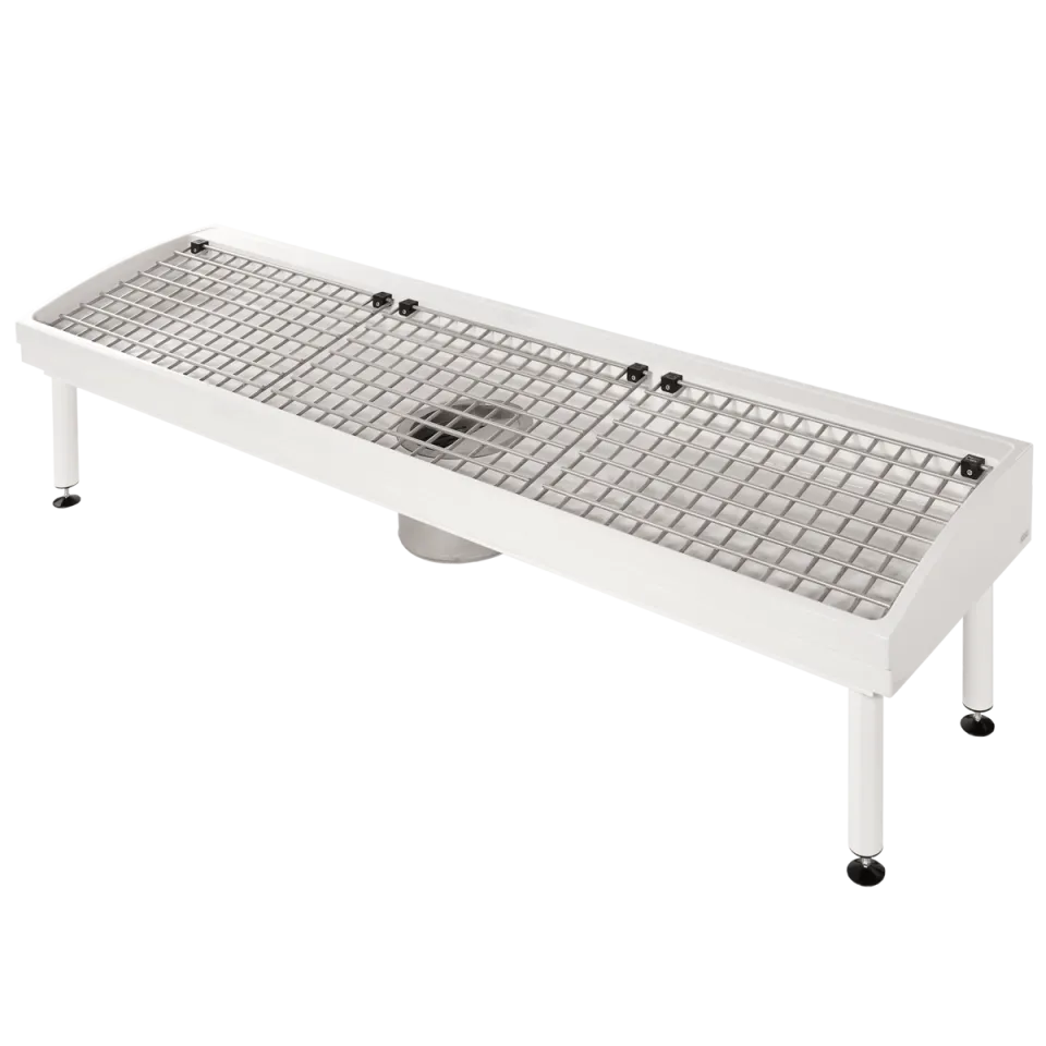 AR Stiefelreinigungsanlage, SIRIUS, MIRANIT, 2100x500x510 mm, Siphon, 3 Pl.