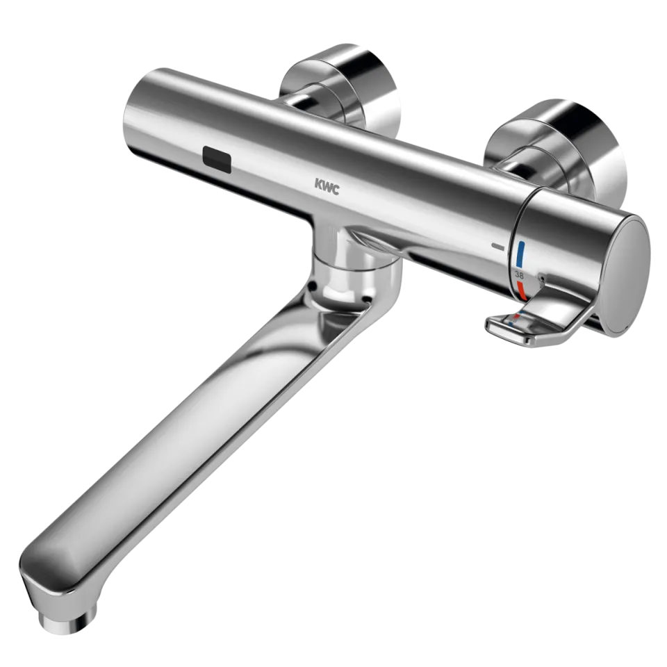 AR Wandbatterie, F4, elek., Thermostat, Schwenkauslauf, 296 mm, Batterie