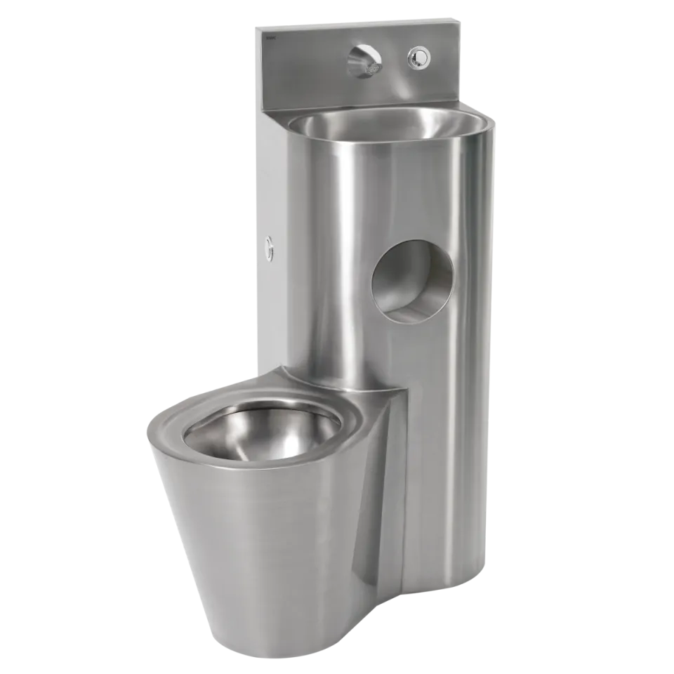 AR HEAVY DUTY Sanitärkombination, Edelstahl, Hinterwandmontage, hydr. Druckspüler