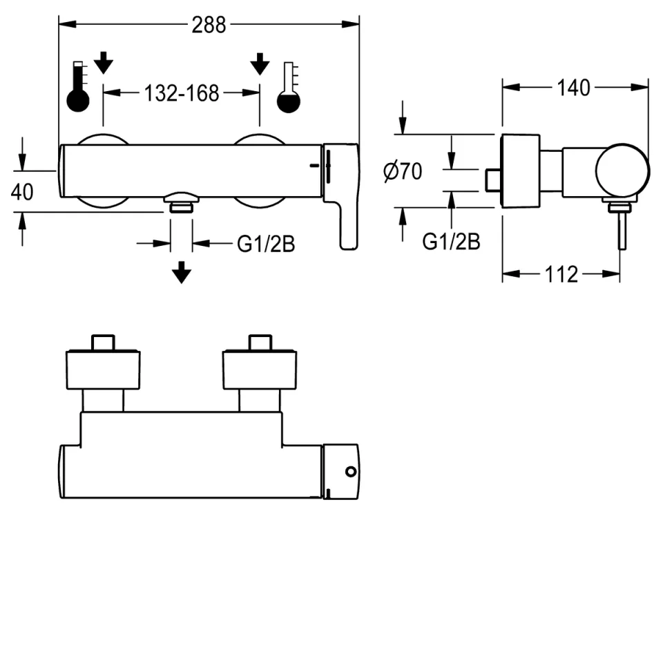 AR F5 Wandbatterie, Thermostat, EHM, Dusche