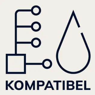 Das Piktogramm kennzeichnet die kompatiblen Armaturenmodelle
