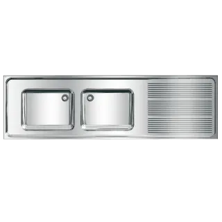 AR Gewerbespüle, MAXIMA, Edelstahl, 2 Becken, 2000x432x600 mm, Tropfteil re