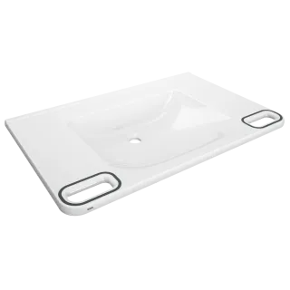 AR Einzelwaschtisch, MEDCARE, MIRANIT, 850x150x550 mm, weiß/grau, Griff