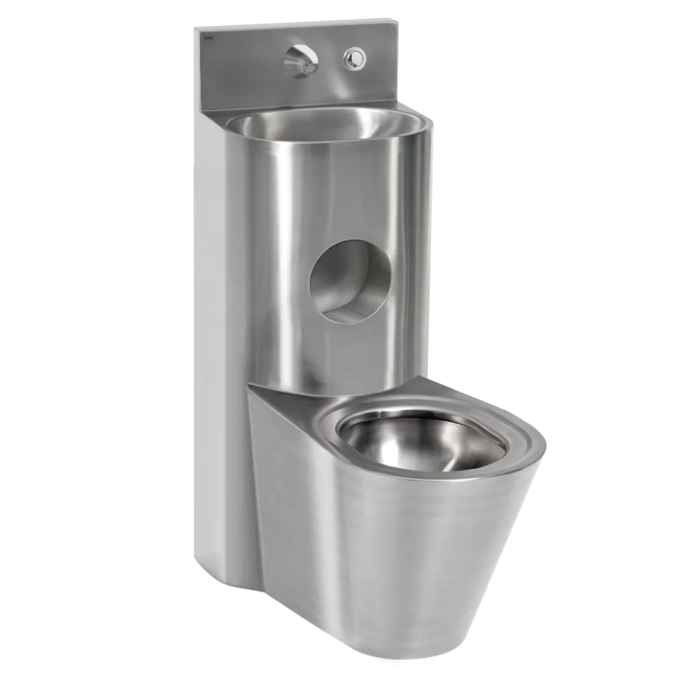 AR HEAVY DUTY Sanitärkombination, Edelstahl, Hinterwandmontage, hydr. Druckspüler