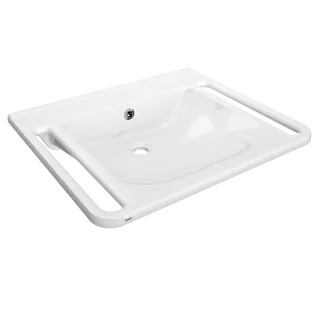 AR Einzelwaschtisch, MEDCARE, MIRANIT, 650x150x550 mm, weiß, Überlauf, Griff