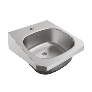 AR Einzelwaschtisch, ANIMA, Edelstahl, 400x150x452 mm, m. Überl., m. Hahnl.