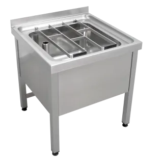 AR Standausguss, SIRIUS, Edelstahl, 650x650x598 mm, Klapprost, geschraubt
