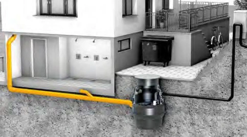 Aqualift F XL mit Technikmodul für geringe Einbauhöhe
