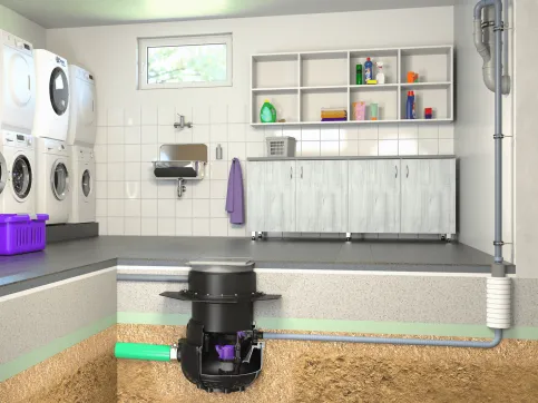 Aqualift S Compact, Einbau in die Bodenplatte