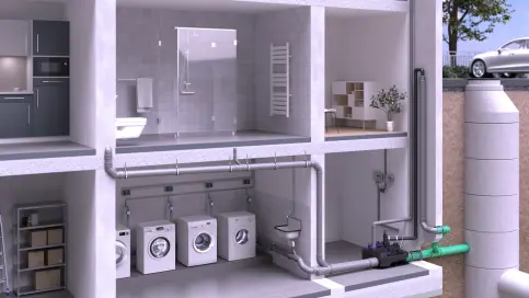 Rückstauhebeanlage Ecolift L mit Bypass zur freien Aufstellung, z.B. im Mehrfamilienhaus