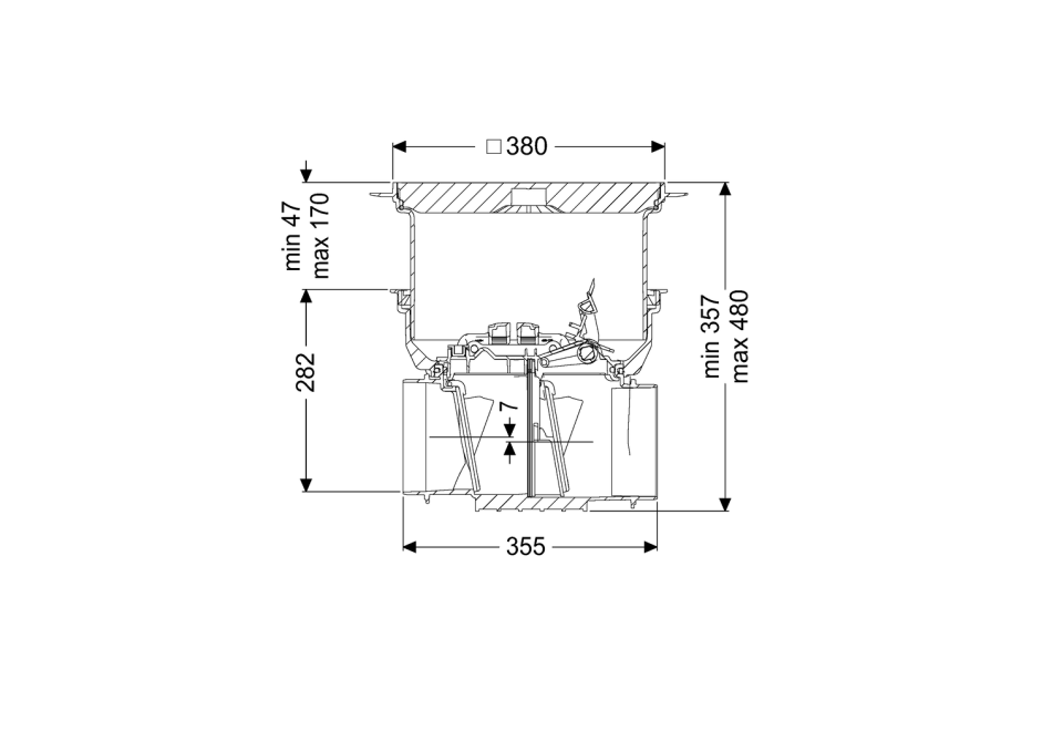 KESSEL-Grundkörper Staufix, Einbau Bodenplatte