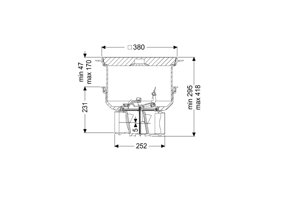 KESSEL-Grundkörper Staufix Typ 2 DN 90-100, Bodenplatte, schwarz