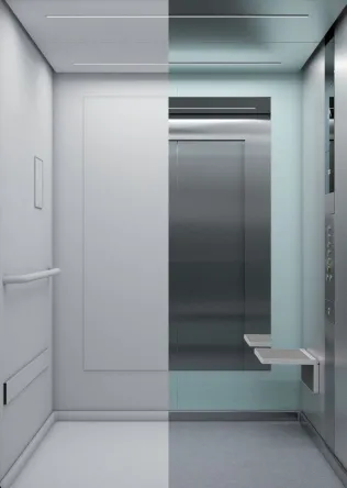 KONE DX Aufzüge sind verschiedene Kabinendesigns, Materialien, Beleuchtungs- und Signalisierungsoptionen erhältlich.