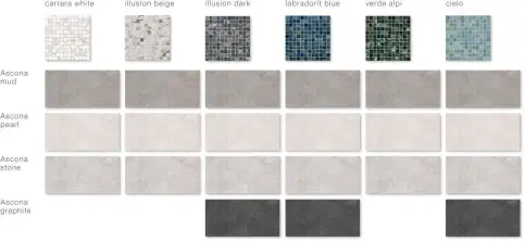 Kombinationsmöglichkeiten Marble & More und Ascona