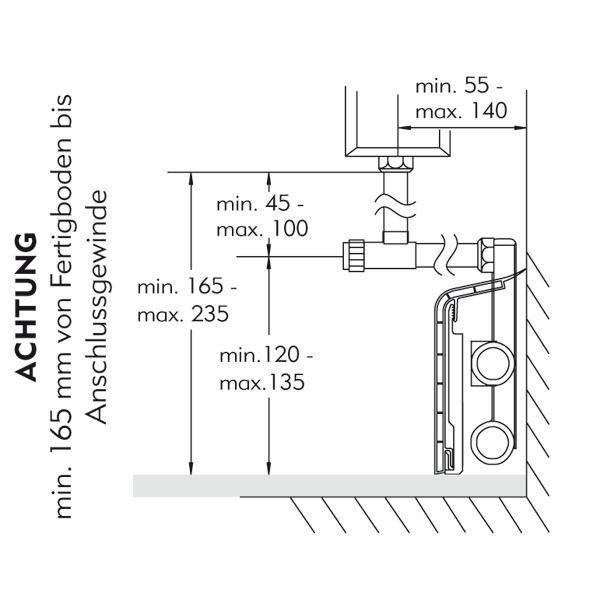 HZ-Heizkörperanschluss 15mmV Press Bogen Cu/C-Stahl Pressen Springbogen Kontur V
