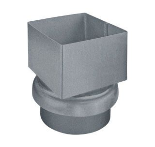 Übergangsstück Kasten - TX - Grau 100 x 100 auf ø100 mm