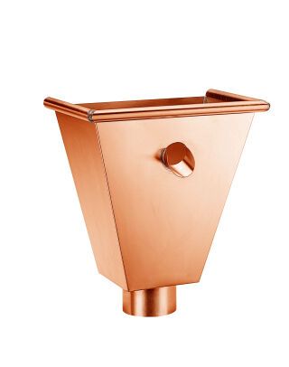 Kupfer Wasserfangkasten ø100 wandanliegend - eckig mit Überlauf 330x300x200